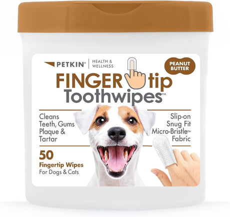Petkin Fingertip Tooth Wipes Peanut Butter