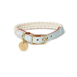 Sebastian Says Macramé/Leather Dog Collar - Ice Blue