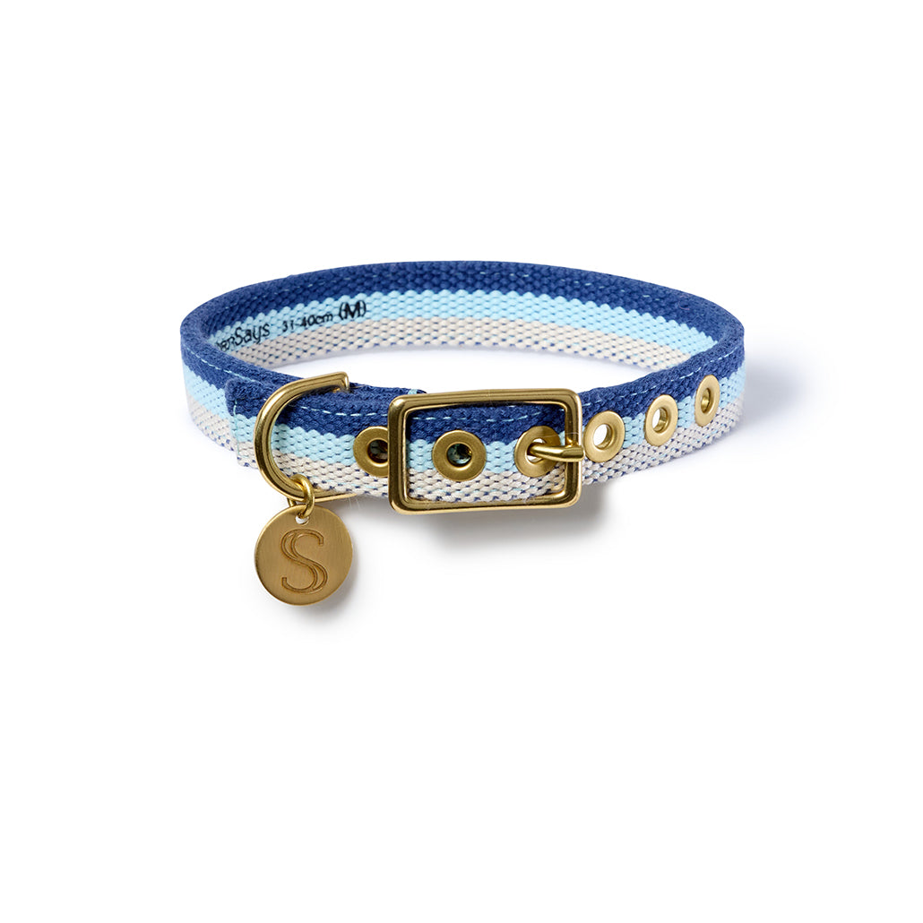 Sebastian Says 3-Stripe Collar - Blue/Natural