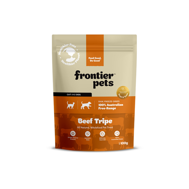Frontier Pets Free-Range Beef Tripe Freeze-Dried Raw Treats 100g