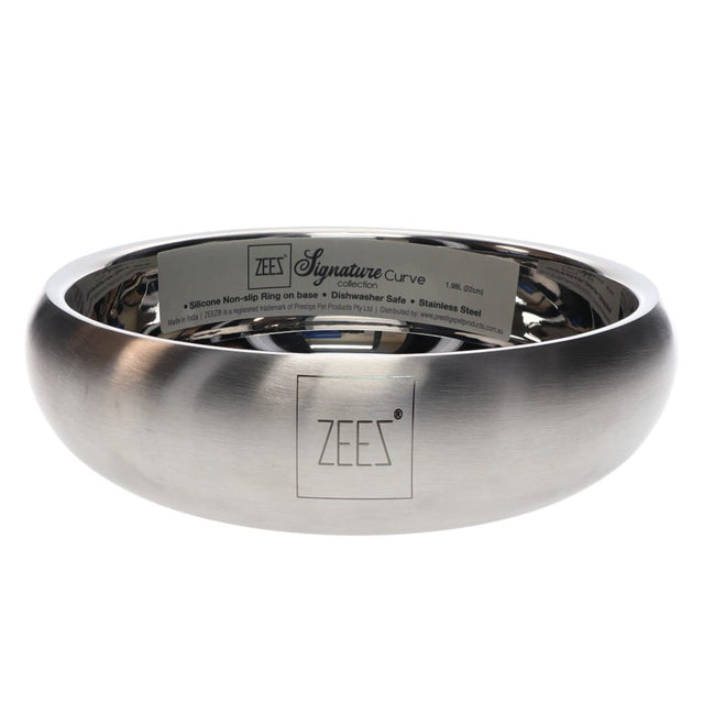 ZEEZ SIGNATURE COLLECTION SS CURVED PET BOWL 1.98 Litre (22cm)
