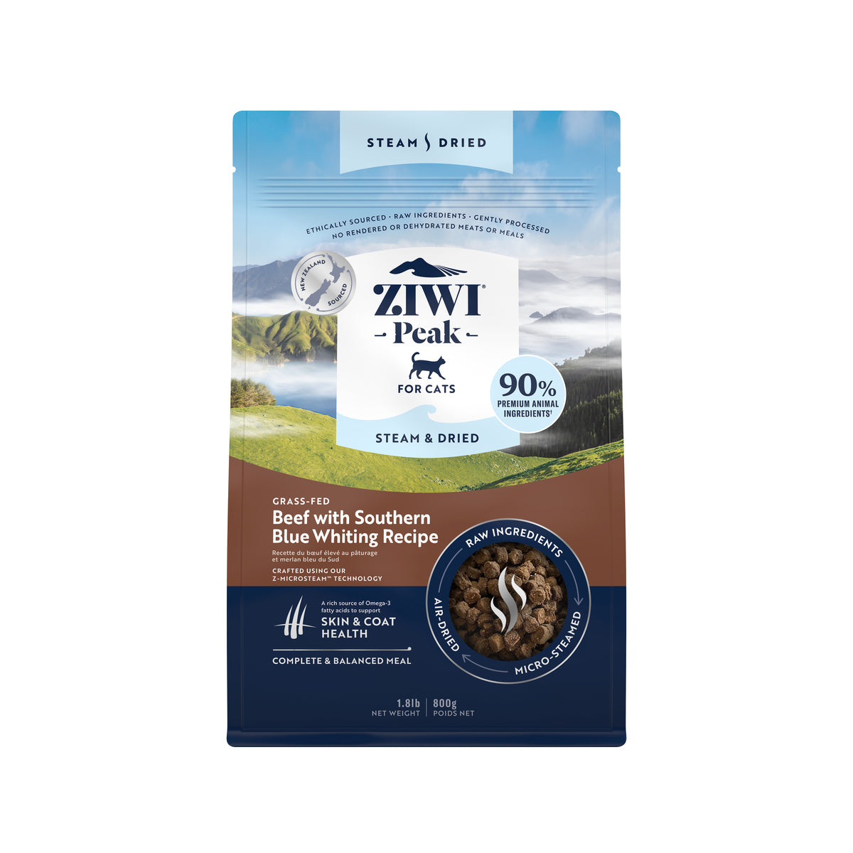 ZIWI Peak Steam & Dried Beef with Whiting Cat Food 800g